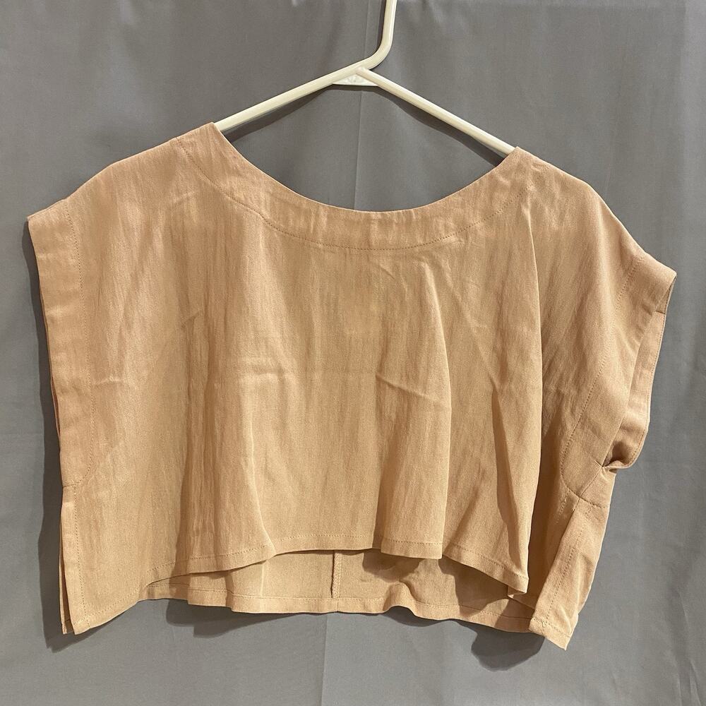 Mable linen cap-sleeve boxy crop top Size Medium Large TG2084